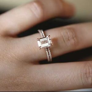 New Rose Gold Color Wedding Ring Set